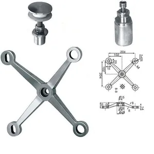 Heavy Duty Stainless Steel Spider 4 Way Arm 150mm SS304 Mirror Finish for Shopping Mall Entrance Glass Canopy thumbnail-5