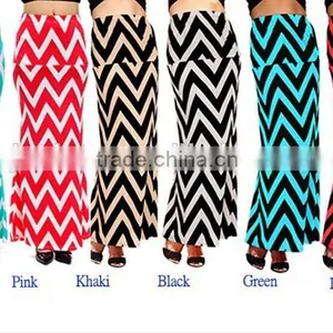Hot Selling Latest Black and White Wholesale Chevron Maxi Skirt Long Design thumbnail-2