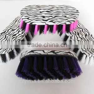 Zebra Pattern Horse Dandy Brush With White & Purple Bristle thumbnail-3