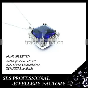 2015 Beautiful Silver Pendant Big Stone Pendant Design With Purple Gemstone /crystal Pendant for Women Mother's Day Gift thumbnail-3