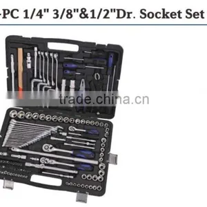 143pcs 1/4" 3/8" &1/2" Dr Socket Set Hand Tool Set Hardware Tool Set thumbnail-1