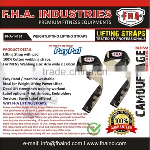 Camou Lifting Strap Weightlifting Wrist Strap Cross Fit Wraps Gym Accessories by FHA INDUSTRIES SIALKOT PAKISTAN thumbnail-1