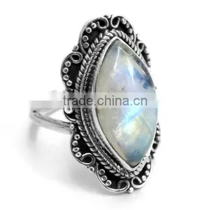 New Day Comes With The New Thoughts Rainbow Moonstone 925 Sterling Silver Ring thumbnail-1