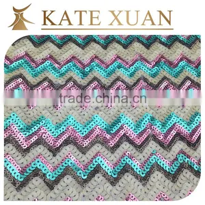 Sequin Embroidery French Lace Fabric Knit Sequin Fabric thumbnail-5