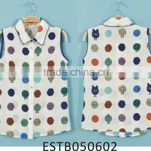 Ladies Chiffon Printed Sleeveless T-shirt thumbnail-1