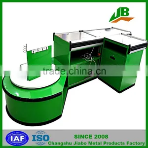 New Green Clr Supermarket Checkout Counter With Conveyor Belt, Electric Cashier Counter With Belt, Hot Selling Cashier Table thumbnail-1