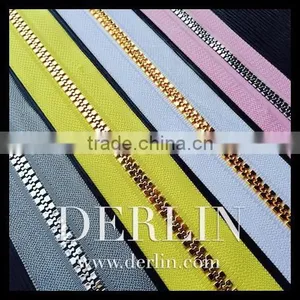 Shiny Gold Silver Metallic Teeth Plastic Resin Vislon Delrin Zipper thumbnail-2
