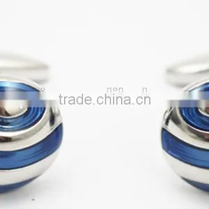 Trendy Christmas Gift Cufflink Set Mens Round Blue Cuff Buttons thumbnail-1