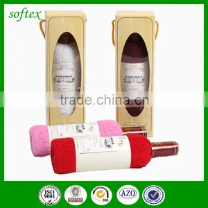 Gift Wedding Cake Towel Bottle Shape of Wine Red Towels Wine Bottle Towel Cake thumbnail-5