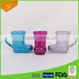 Boot Shape Color Glass Handle Beer Steins,Machine-Pressed Drinking GlassWare thumbnail-2