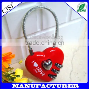 High Quality Mini Heart-shaped Padlock Heart Shape Resettable Combination Cable Lock Luggage Password Lock thumbnail-1