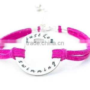 Custom Jewelry Microfiber Cord Determination Swimming Charm Bracelet Supplier's Choice thumbnail-1