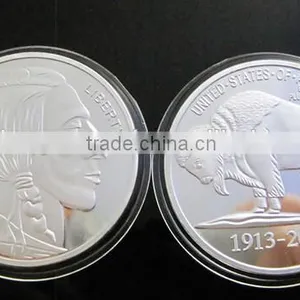 America Bufflo Souvenir Coin / Plated AG 999 Silver Coin / Indian Silver Coin Replica thumbnail-3
