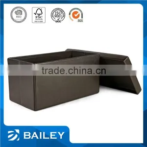 Furniture Promotional Wooden Seat Cube Leather Folding Stool thumbnail-2