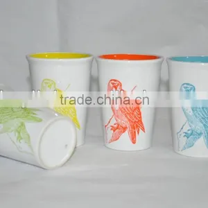 Bird Design Ceramic Double Wall Mug thumbnail-1
