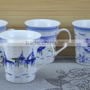 11OZ Abstract Flower Design Full Decal Print Coffee Cups, Shiny Surface Porcelain Mug, KL5016-323C thumbnail-4
