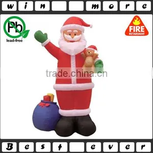 Outdoor Standing Inflatable Santa Claus Holding Bear X-mas Inflatable Standing Santa Claus With Gift Bag thumbnail-1