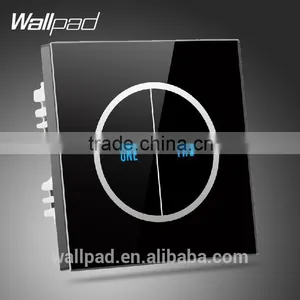 Best Selling Wallpad Benz Waterproof UK Black Tempered Glass 2 Gang 2 Way 3 Way Touch Switch thumbnail-1