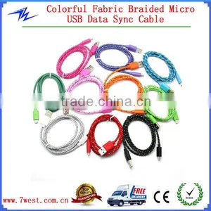 Colorful Fabric Braided Charging and Data Transmission Cable for Micro Usb thumbnail-1
