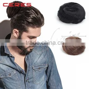 Fashion Original Clip on Man Bun Wig Natural Black Color thumbnail-1