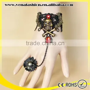 Skull Cheap Woven Lace Bracelet, Lace Cuff Bracelet thumbnail-1