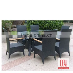 Outdoor Swimming Pool Party Square Table and Rattan Arm Chair Wicker Garden Furniture thumbnail-1