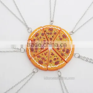6pcs Gold Silver Friendship Pizza Slice Necklaces Pizza Necklace thumbnail-5
