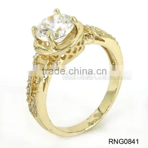 2015 Latest Design Diamond Copper Ring Plated Gold Wedding Ring Supplier thumbnail-5
