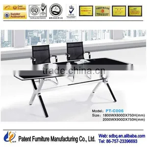 Popular Hot Selling Glass Top Meeting Table Furniture Manufactures in Guangzhou PT-C006 thumbnail-1
