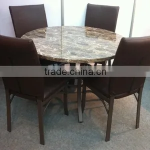 Modern Metal Wood and Lether Dining Table and Chairs 1+4 Sets thumbnail-1