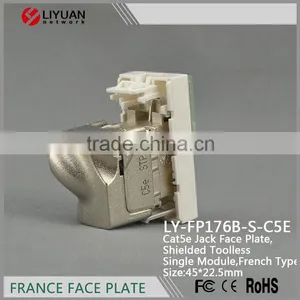 LY-FP176B-S-C5E Single Port Shielded Toolless Single Modul Cat5e Jack Legrand RJ45 Face Plate thumbnail-4