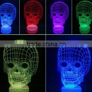 USB Skull Colorful Night Light / 3D LED Lamp Light / 3d Led Skull Lamp thumbnail-1