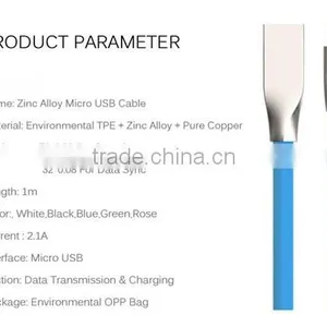 Zinc Alloy USB Data Charger Cable Cord Line for IPhone 6S 5S 5 6 Plus i Pad IPod thumbnail-2