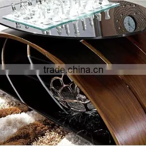 Black Bend Wood Tabld Tempering Glass Table S113 thumbnail-1