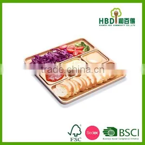 Hot Selling Wooden Divided Tray With Plate Bamboo Tray Wholesale thumbnail-1