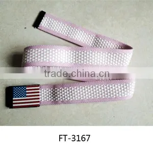 Popular America Flag Buckle Fabric Belts, Pink Girls Webbing Belts FT-3167 thumbnail-1