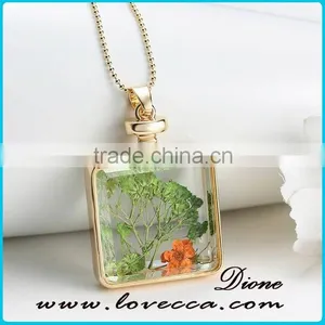 2016 DIY Handmade Glass Frame Necklace With Real Flower Inside thumbnail-2