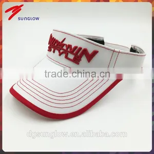 Custom Design 100% Cotton 3D Embroidery White Golf Visor Hats thumbnail-1