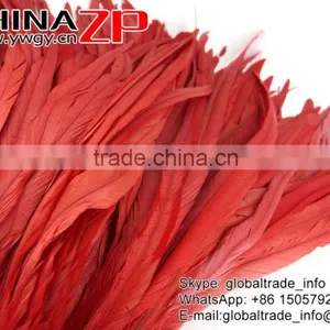 Gold Supplier ZPDECOR Decorative 40-45cm Length Red Chicken Fully Dyed Roosters Feathers for Sale thumbnail-3