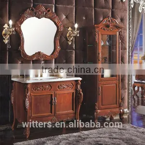 Antique Bathroom Vanity Foshan Furniture With Marble Top and Mirror WTS309 thumbnail-3