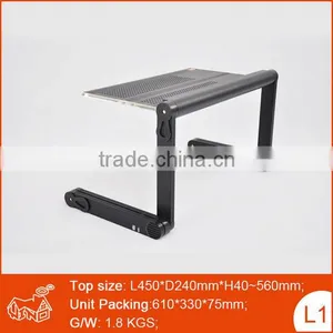 Portable Folding Adjustable Laptop Bed Table With Usb Fan thumbnail-1