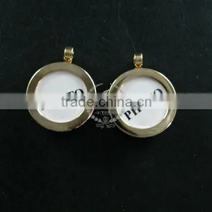 14mm Round Bezel Base Tray Setting 14K Light Gold Plated Brass Photo Frame Brass Custom Pendant Charm Locket DIY1850232 thumbnail-1