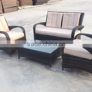 2016 New Design Outdoor Garden Rattan Wicker Patio Furniture Set Love Seat and Chair Sofa Furniture Seat Brown With Cushion thumbnail-1