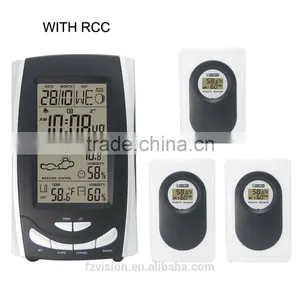 Radio Controlled Weather Station Clock,RF Wireless RCC Weather Station Clock Thermometer With 3 Remote Sensors thumbnail-1
