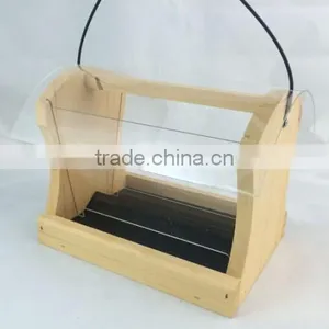 Handmade Wild Natural Wood Bird House Feeder With Acrylic Board thumbnail-2