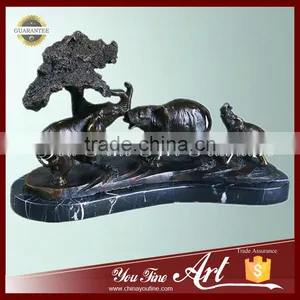 Outdoor Bronze Elephants Playing Sculpture thumbnail-1