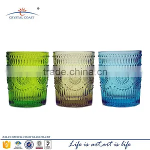 Antique Sunflower Round Colored Cocktail Glass thumbnail-1