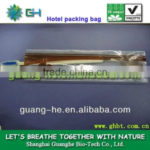100% Eco-friendly Biodegradable Disposable PLA Plastic Packaging Bags for Hotel, Toothbrush,soap,comb,etc thumbnail-1