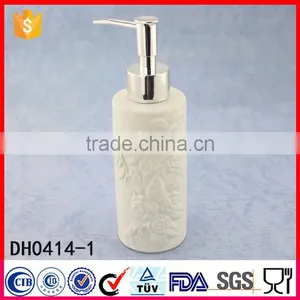 Elegant Design Embossed Liquid Bottle Bathroom Accessories Ceramic Soap Dispenser thumbnail-1