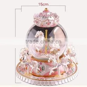 Exclusive Resin Carrousel Rotate LED Music Snow Globe thumbnail-4